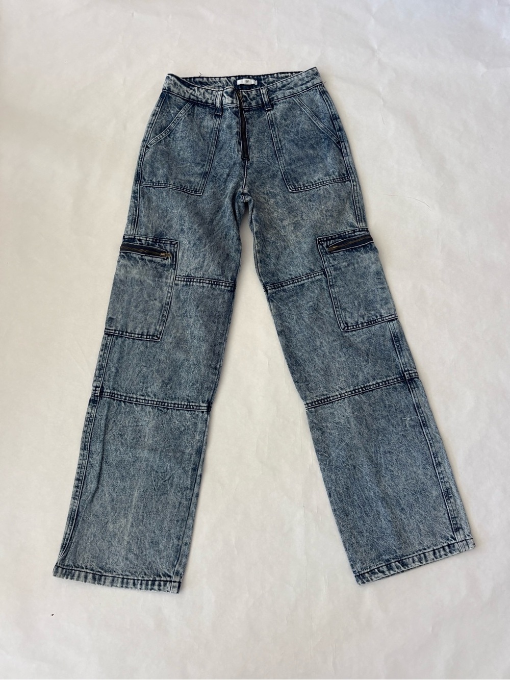bp Women's Light Wash Straight Leg Cargo Jeans